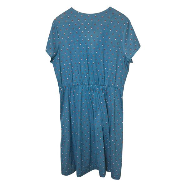 Vintage Plus Size Tabby of California Faux Wrap Blue Dot Short Sleeve Dress - Picture 6 of 8